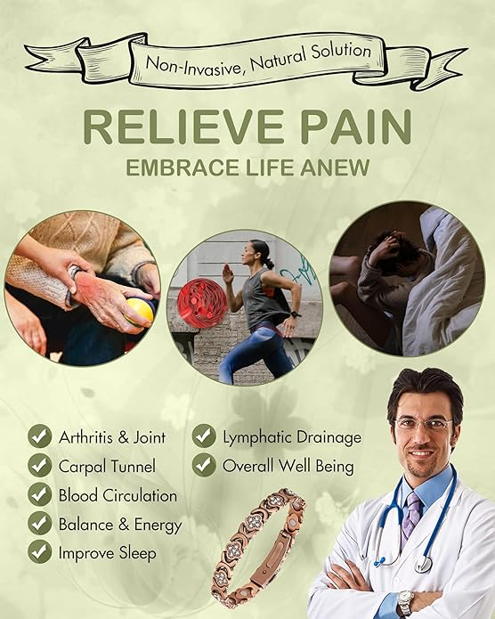 Diystar®  Pure Copper Magnetic Bracelet with 3800 Gauss Effective Magnets Outdoorfun