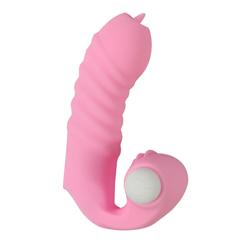 Tongue licking vibrating finger sleeve